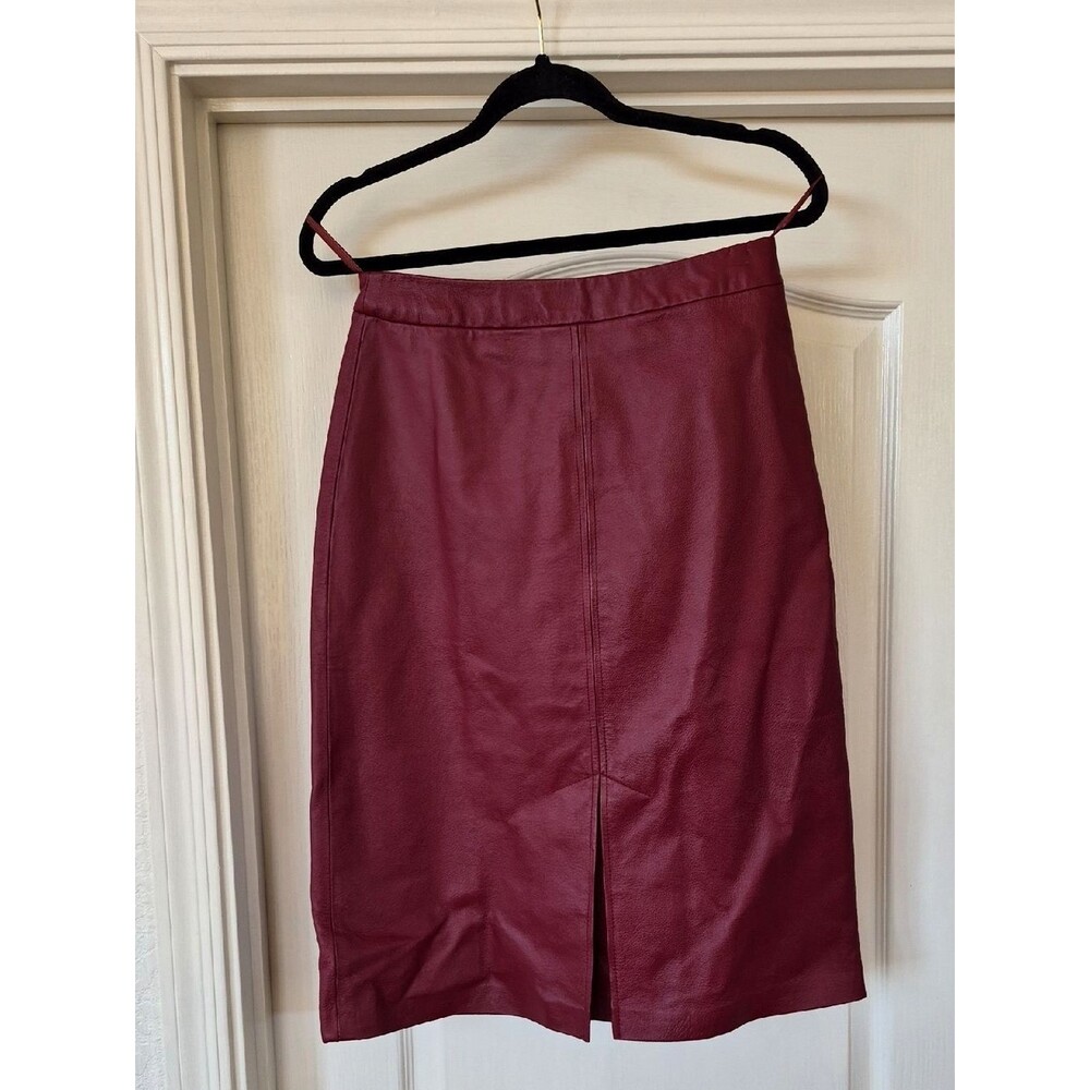 Tower Hill Collection 100% Leather Front Inverted Pleated Skirt Sz 6
